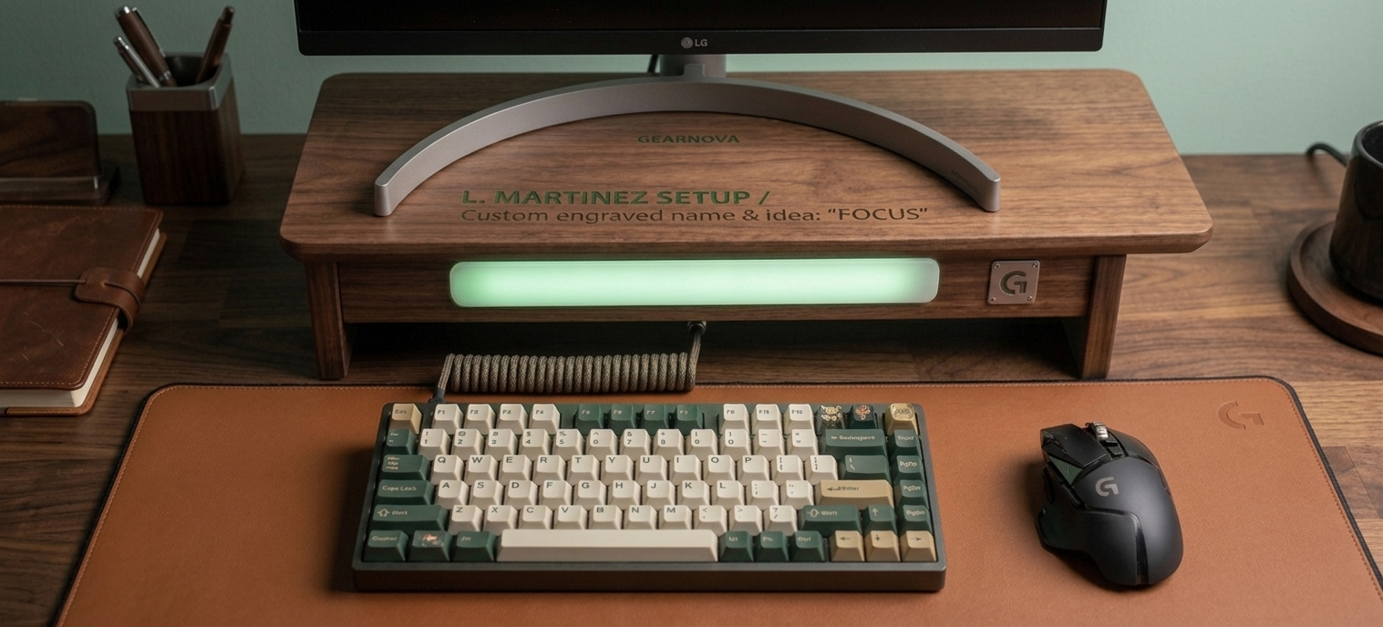 Escritorio minimalista con tecnología GearNova