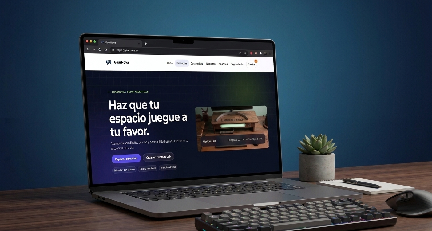 Mesa de trabajo limpia con accesorios tecnológicos